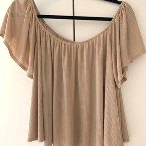 Ecote Sparkly Nude Off The Shoulder Top